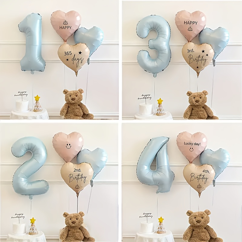 Baby Products Lotion - 4Pcs Baby Blue Number Birthday Balloons