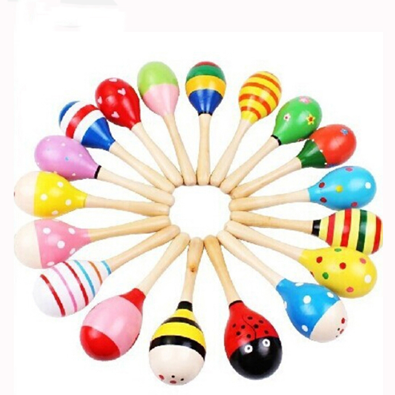 Baby Products Game - 2pcs Colorful Wooden Small Rattles Maracas